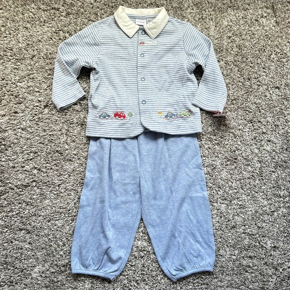 Circo Baby 12M Blue Striped Rescue Team Car Embroidered Outfit Set - Picture 1 of 12